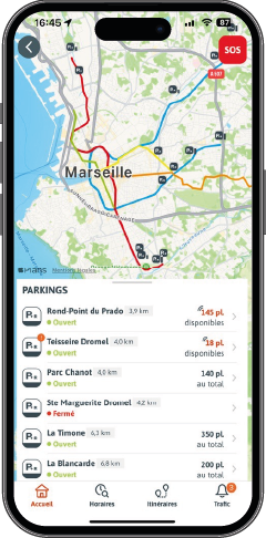 écran parking appli