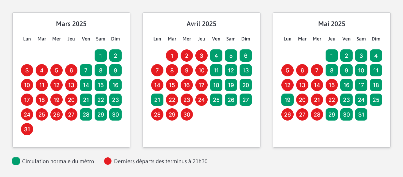 calendrier bus relais mars avril mai 2025