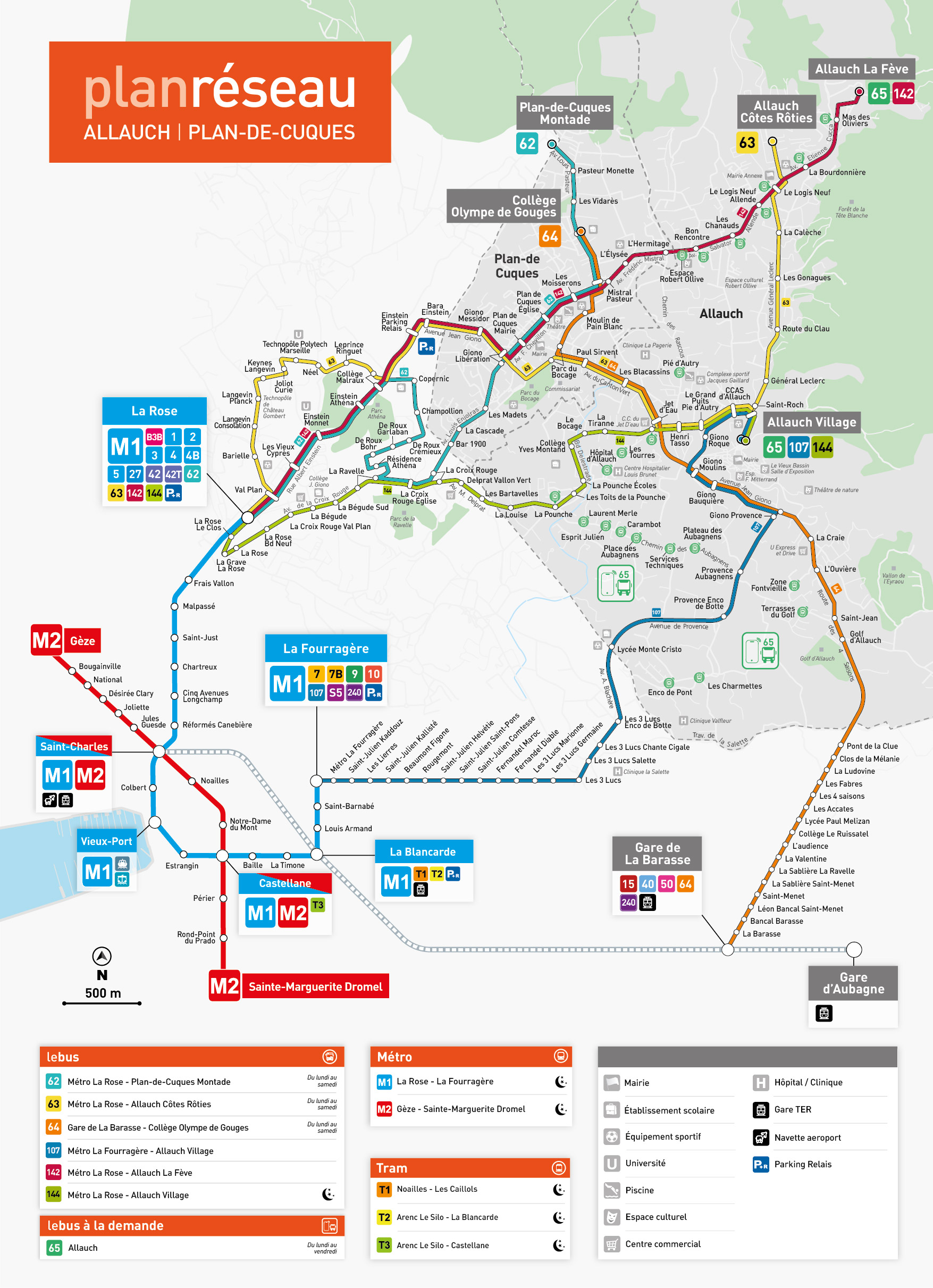 plan général du réseau d'Allauch et Plan de Cuques
